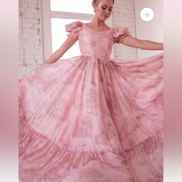 JessaKae RARE Ballerina Dress Silk Princess Gown with Ballerinas Pattern - Picture 4 of 16